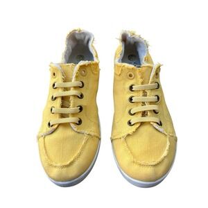 Vionic Beach Pismo Sun Canvas Sneaker Yellow Womens Size 9.5 Washable Casual